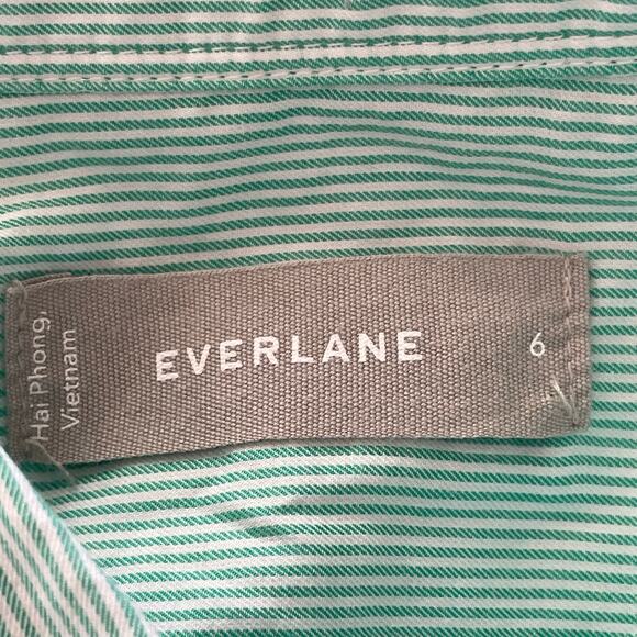 Everlane The Silky Cotton Relaxed Shirt Mint Green White Stripe Womens Sz 6 NWT - Picture 8 of 9